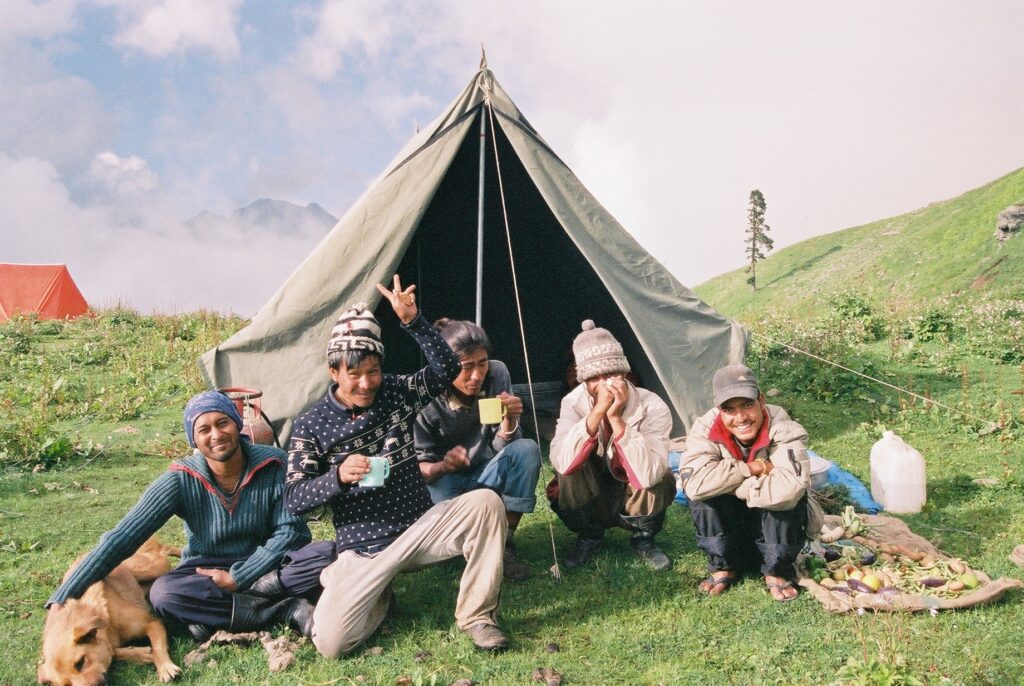 camping in green plains