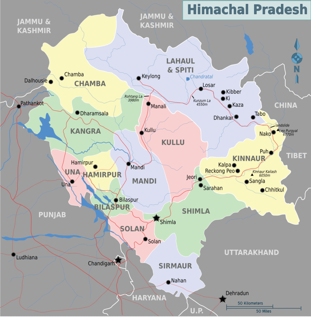 map of himachal pradesh